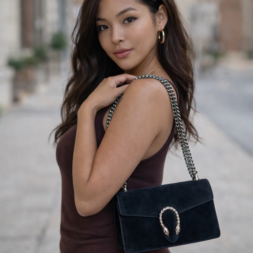 Black Gucci Medium Dionsys Suede Shoulderbag